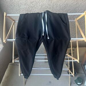 Figs Men's Black Joggers with White Drawstring